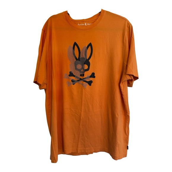 Psycho Bunny Men's Size 8 (Large) T-shirt Orange Crew Neck - Picture 1 of 3